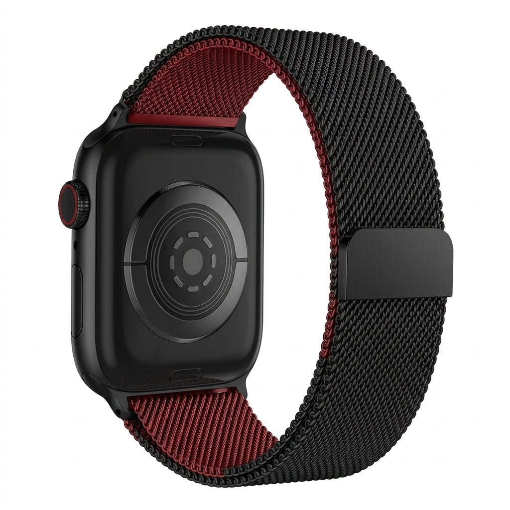 Pulsera Metálica Negro con Rojo