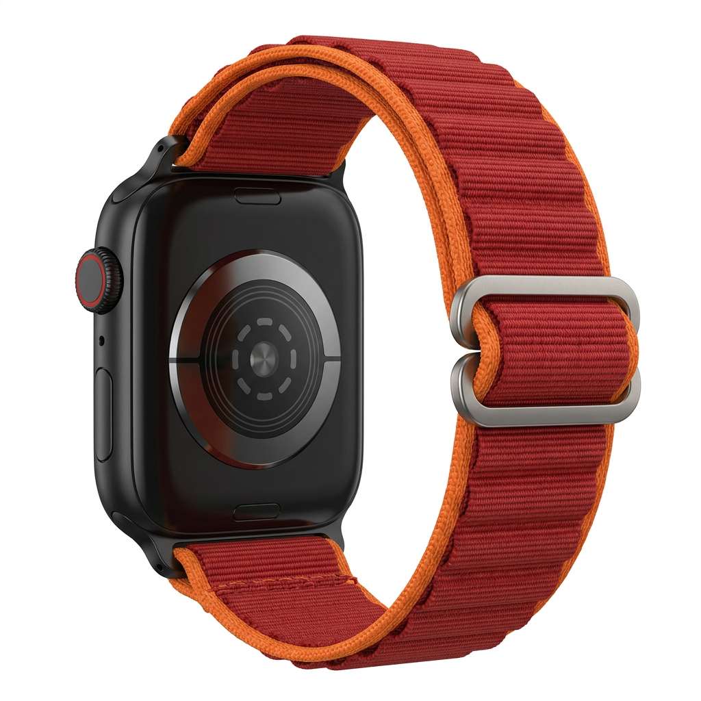 Pulsera Velcro Rojo con orilla naranja