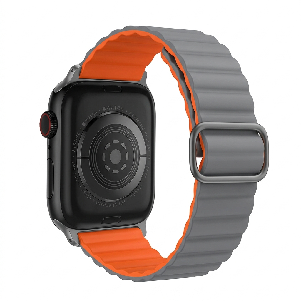 Pulsera doblefaced Silicone Gris Oscuro con Naranja