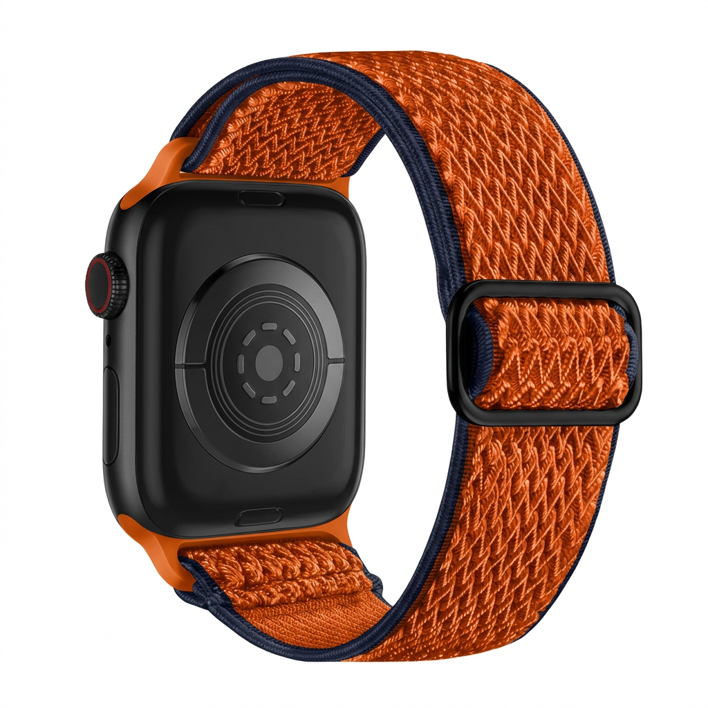 Pulsera Velcro Naranja con orilla gris oscuro